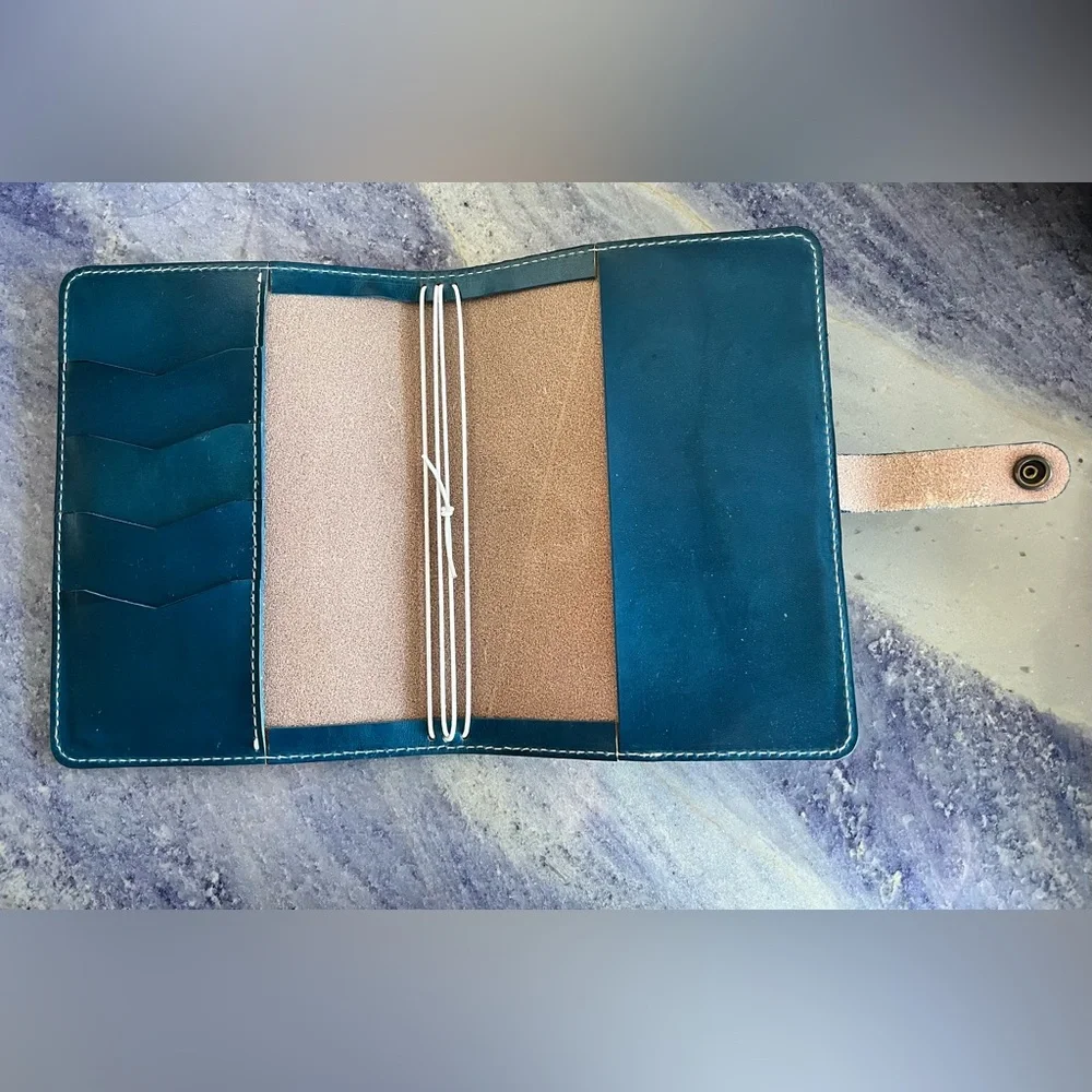 New Chic Sparrow A5 Number 10 Travelers Notebook Folio Leather Patina Blue TN